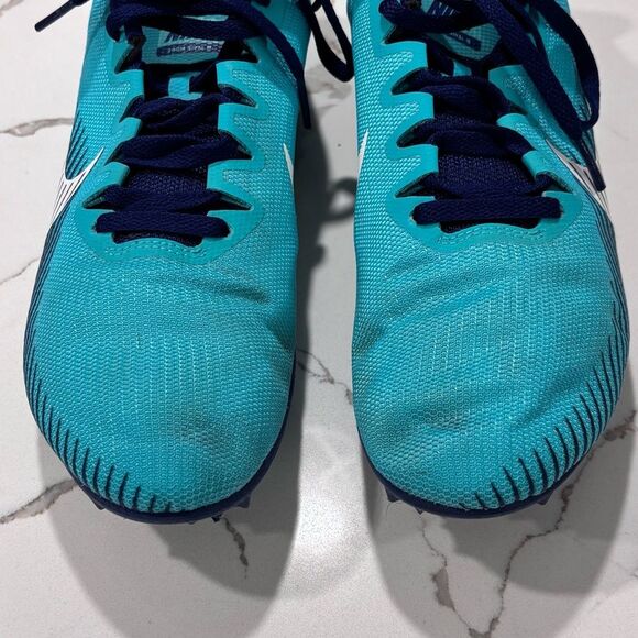 Nike | Women's Zoom Rival Track Racing Cleats Athletic Shoes Blue/Green - Picture 3 of 9